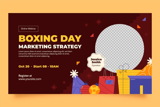 Free vector webinar template for boxing day sales