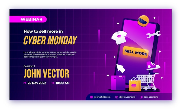 Free vector webinar template for cyber monday