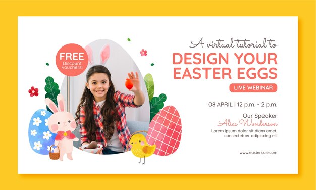 Free vector webinar template for easter celebration