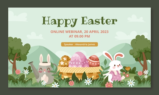 Free vector webinar template for easter celebration