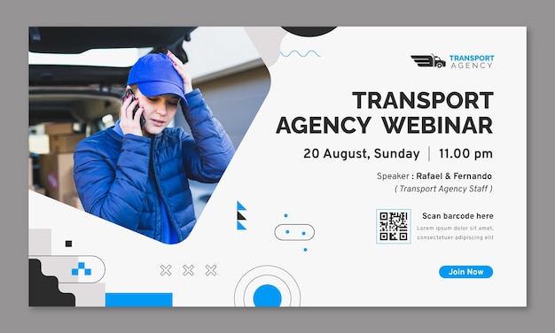 Бесплатное векторное изображение Шаблон вебинара по транспорту и транспортировке
