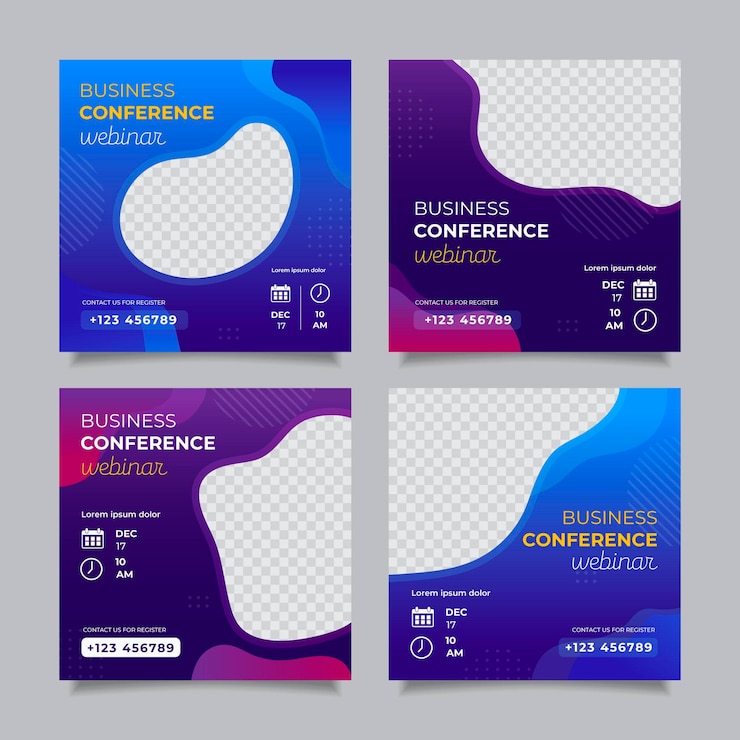 Free Vector webinar template instagram post with transparent background