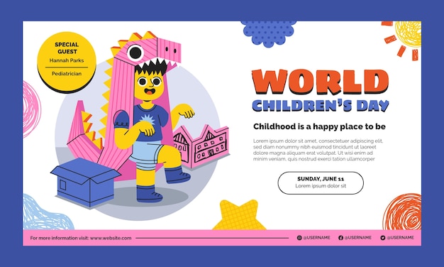 Free vector webinar template for international children's day celebration