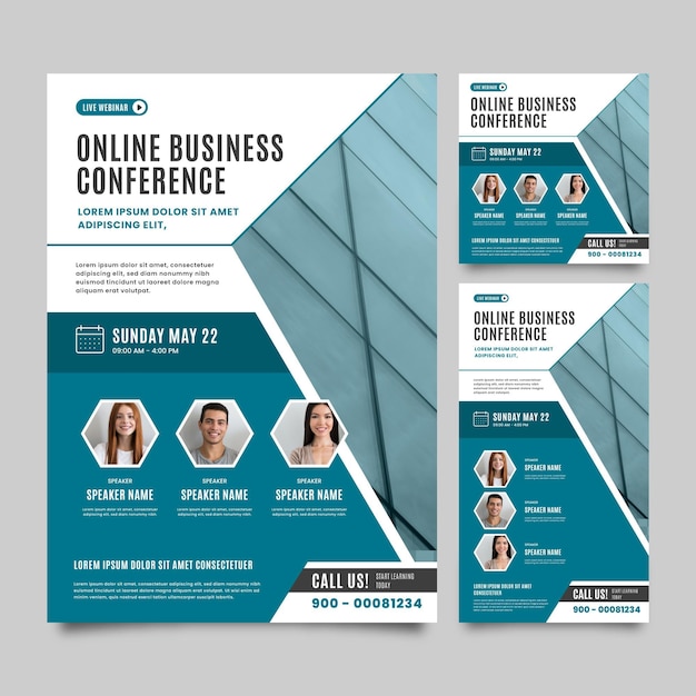 Webinar template online business conference flyer