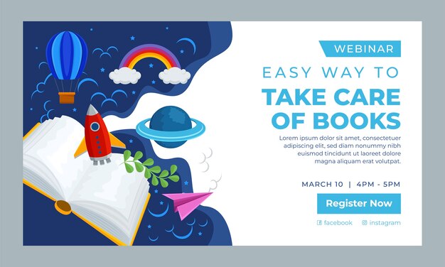 Free vector webinar template for world book day celebration