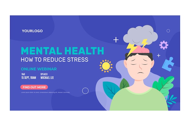 Free vector webinar template for world mental health day celebration