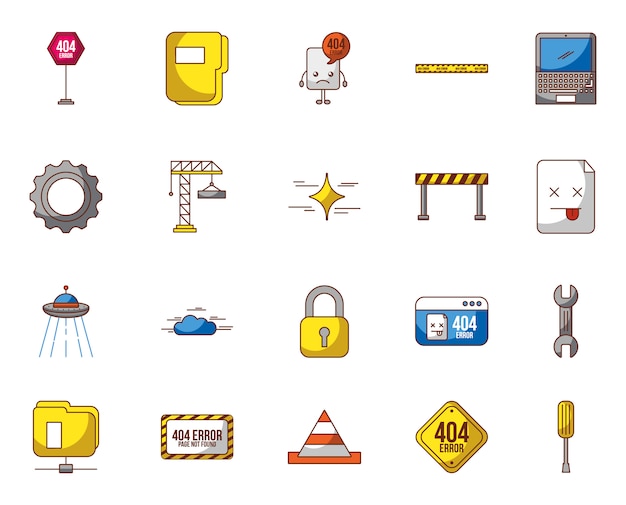 Webpage under construction set icons