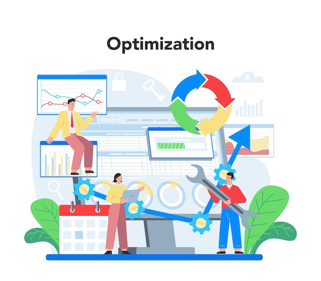 Free vector website analyst concept web page improvement for business promotion and optimization website analysis to get data for seo isolated flat illustration