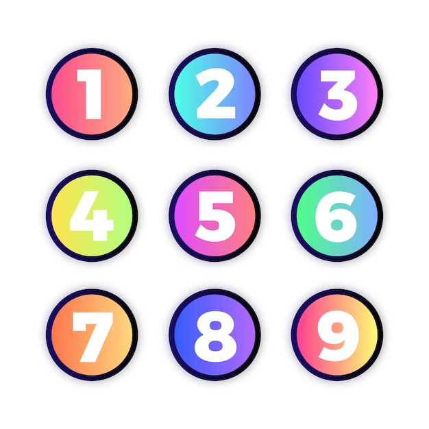 Free vector website buttons with numbers