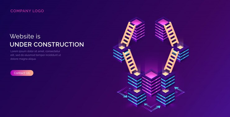 Free Vector website under construction, maintenance work error