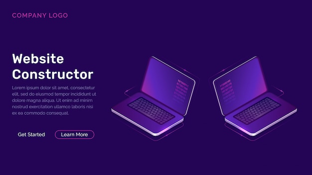 Website constructor isometric concept