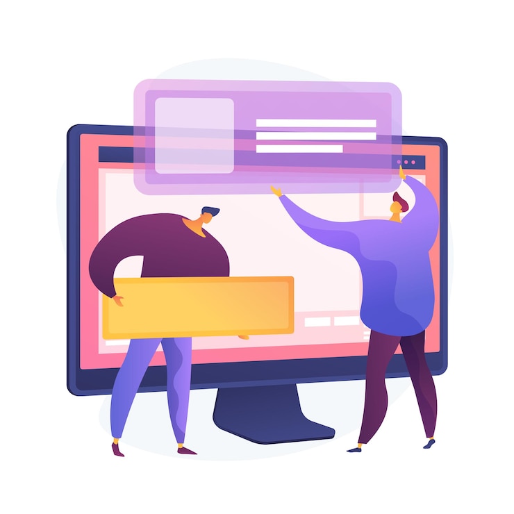Free Vector website interface development planning. devops team flat characters working. ui, ux, content design. computer software creation and web development.