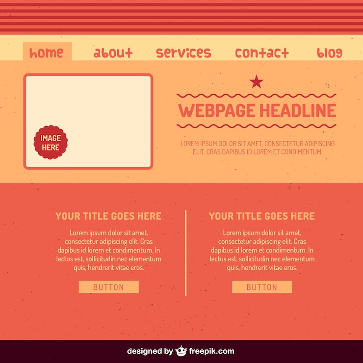 Free Vector website interface in orange tones