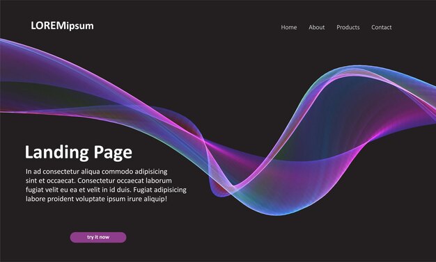Website landing page with a flowing lines design