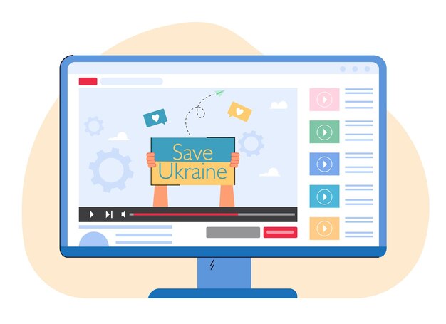 Website page with supportive video about Ukraine