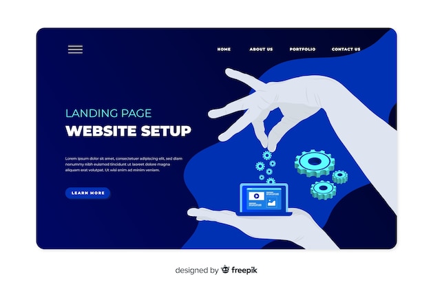 無料ベクター ランディングページのウェブサイト設定コンセプト