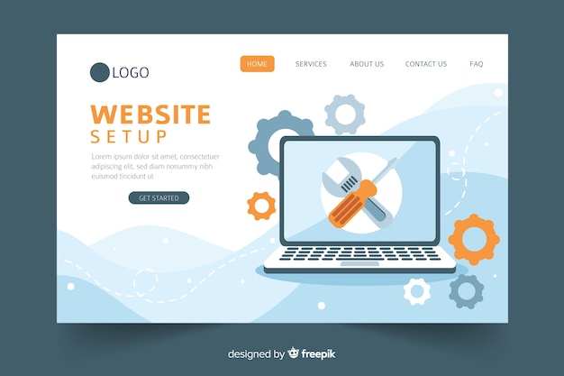 Vettore gratuito concetto di configurazione del sito web per landing page