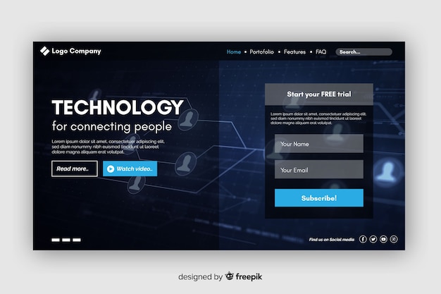 Free vector website  technology landing page