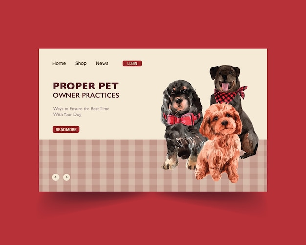 Modello di sito web con cani