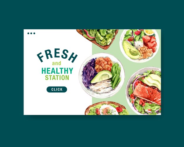 Website template with healthy and organic food design