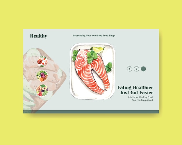 Vettore gratuito modello di sito web con design di alimenti sani e biologici