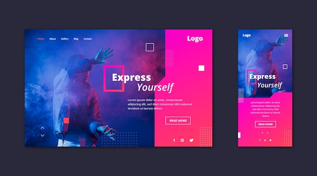 Free vector webtemplate landing page for expression