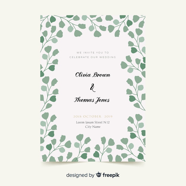 Free vector weddind invitation card template