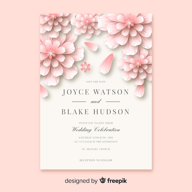 Free vector weddind invitation card template