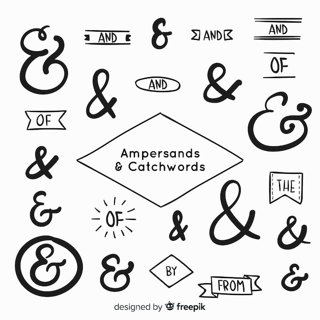 Бесплатное векторное изображение Свадебные надписи амперсанды и лозунги
