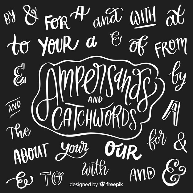 Wedding ampersands and catchwords lettering