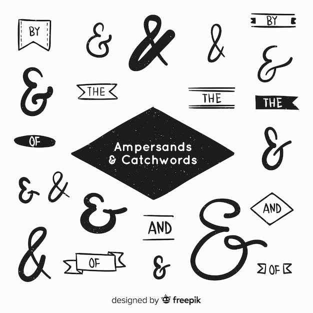 Wedding ampersands and catchwords lettering