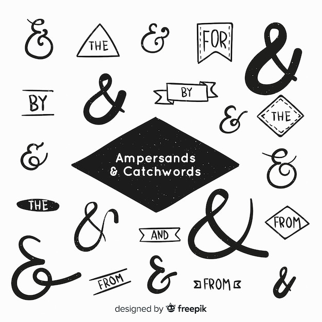 Free vector wedding ampersands and catchwords lettering