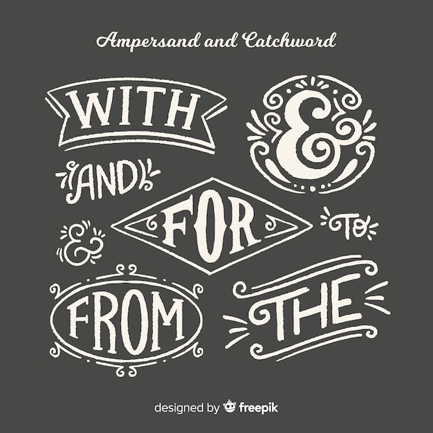 Wedding ampersands and catchwords lettering