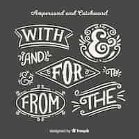 Free vector wedding ampersands and catchwords lettering