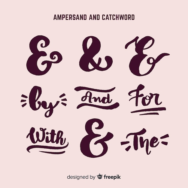 Wedding ampersands and catchwords lettering