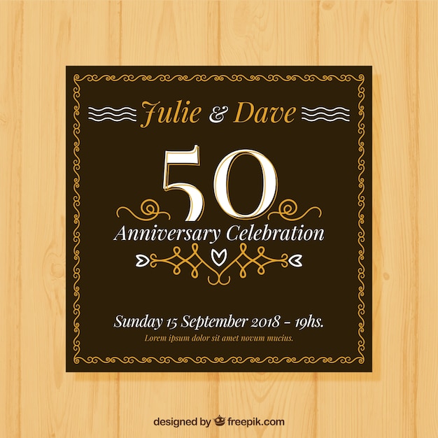 Wedding anniversary card in flat style