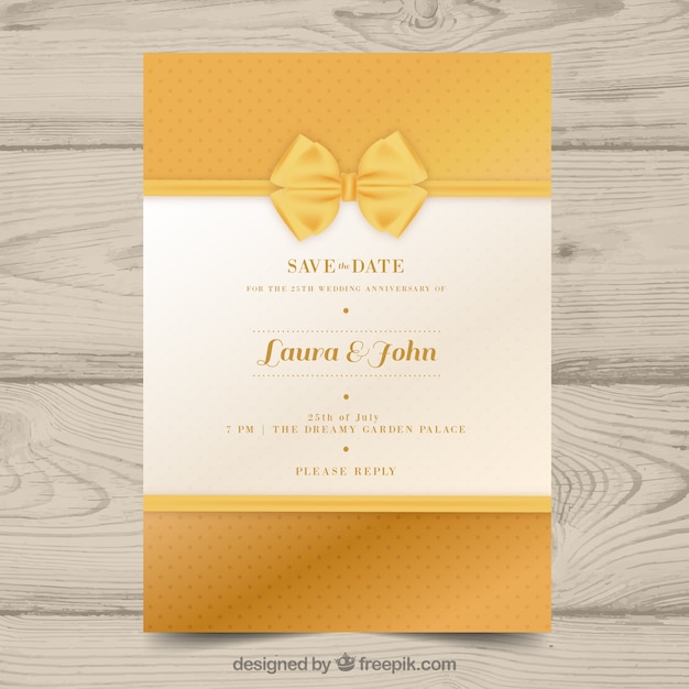 Wedding anniversary card in golden style