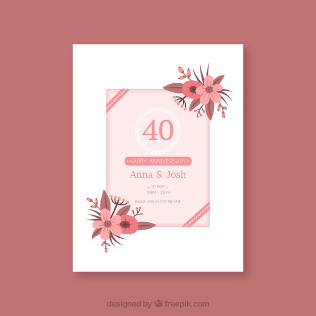 꽃 결혼 기념일 카드