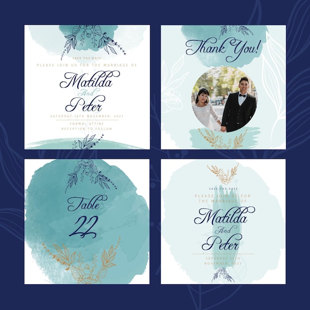 Free vector wedding anniversary instagram posts