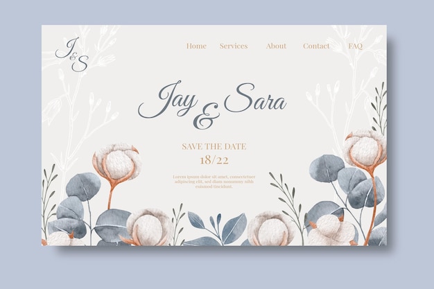 Free vector wedding anniversary landing page web template