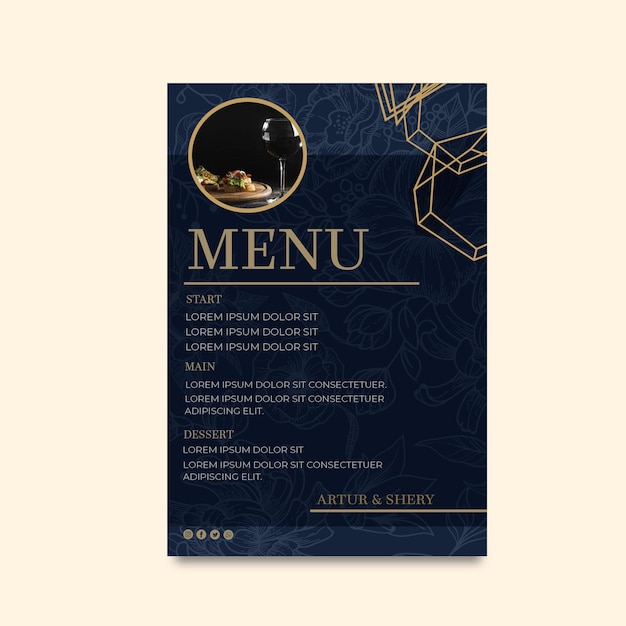 Free vector wedding anniversary menu template