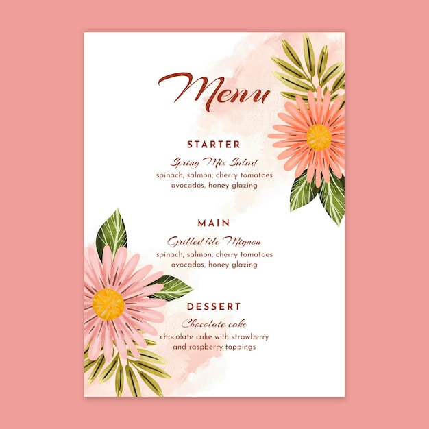 Modello di menu anniversario di matrimonio