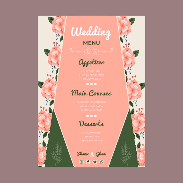 Free vector wedding anniversary menu