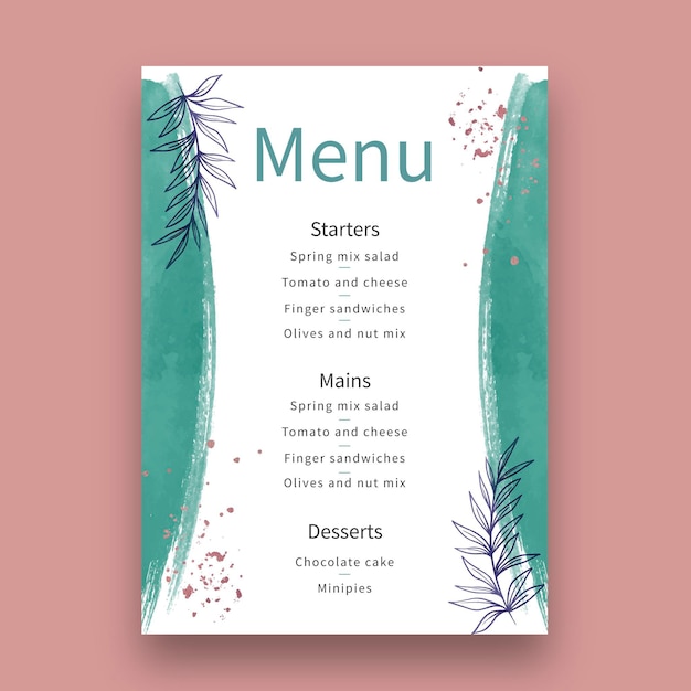 Free vector wedding anniversary menu