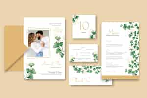 Free vector wedding anniversary stationery collection