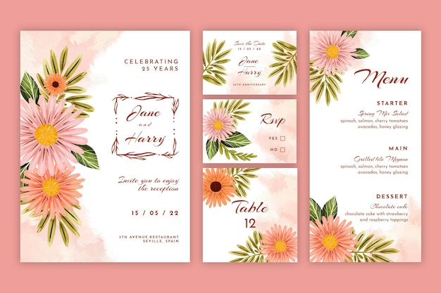 Wedding anniversary stationery set