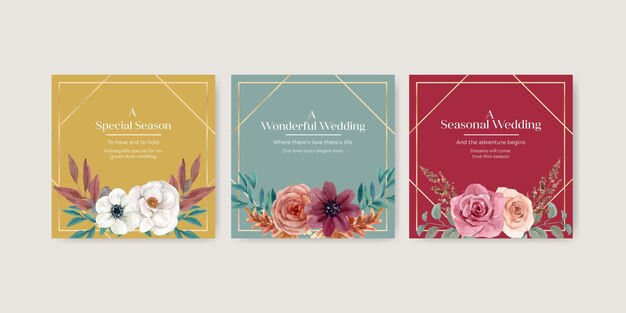 wedding Banner template in watercolor style
