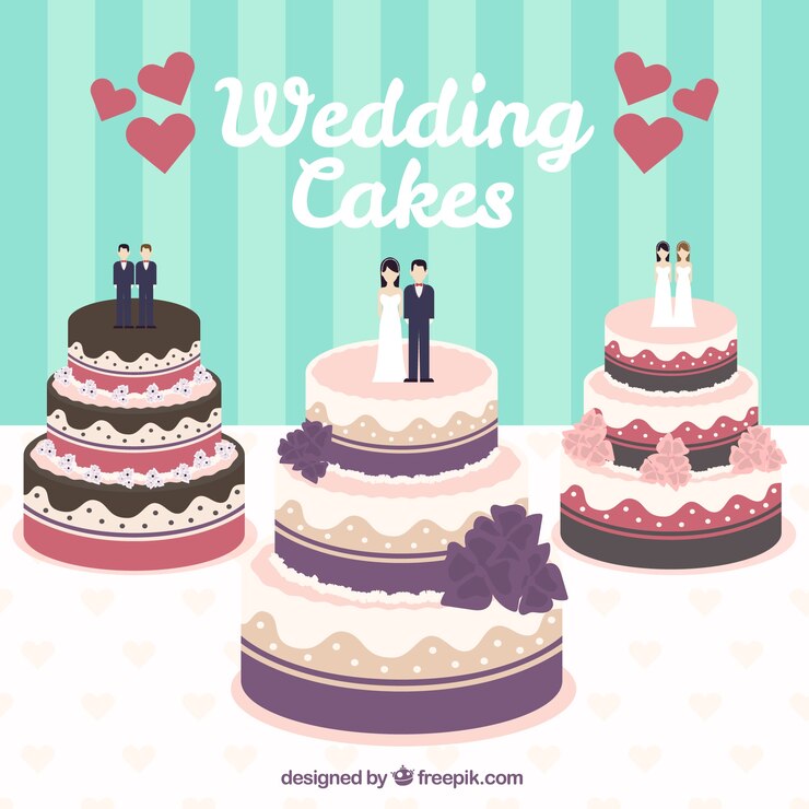 Free Vector wedding cakes illustration