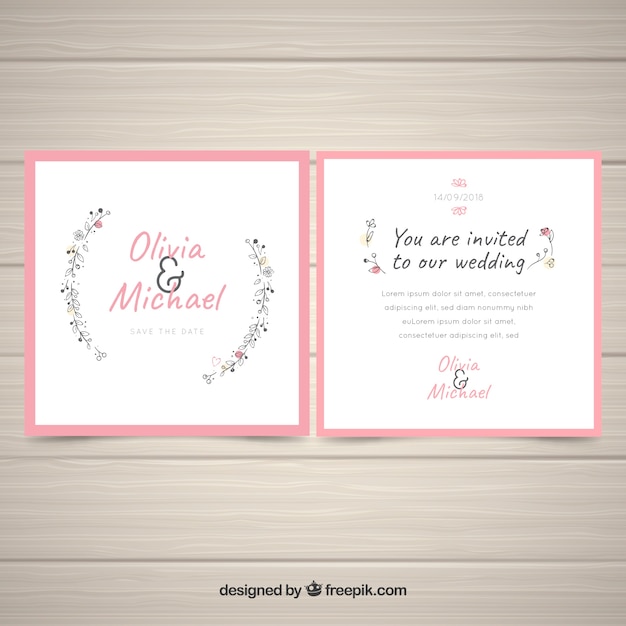 Wedding card invitation with floral ornaments