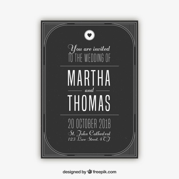 Wedding card invitation with vintage style